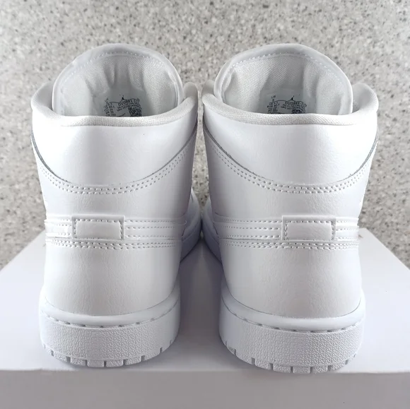 Nike Air Jordan 1 Mid Triple White Sneakers Shoes - Picture 6 of 12